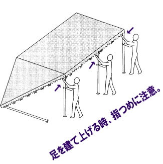 パイプテント　組立て方　作業　イラスト　レントオール8